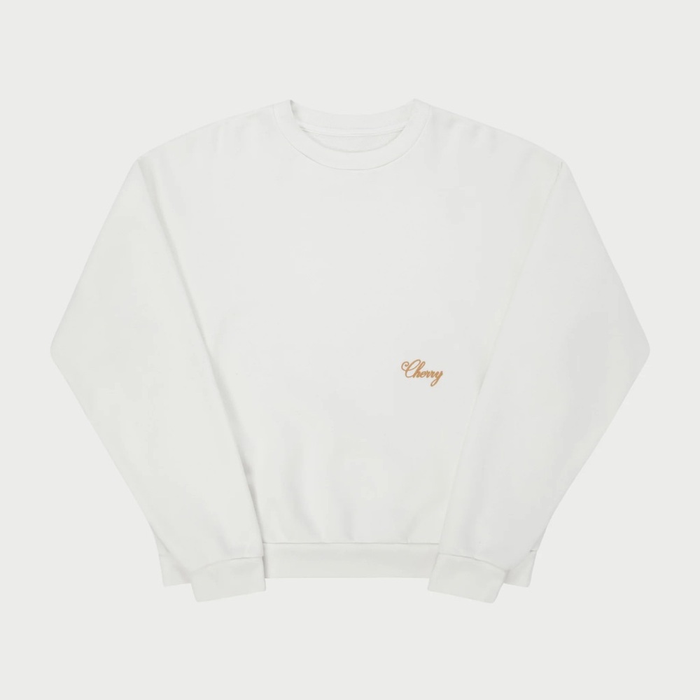 Cherry LA American Classic Crew Sweatshirt in White Baby Blue Embroidered Logo